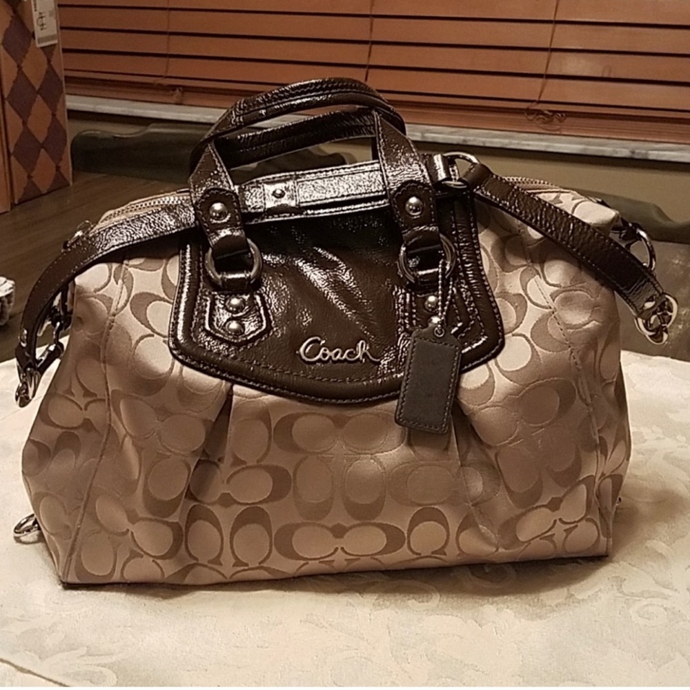 Tan and brown real coach bag